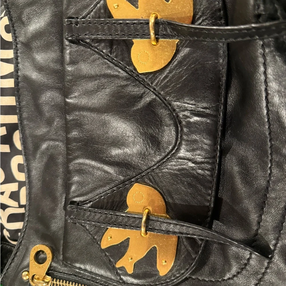 Marc Jacobs Black Shoulder Bag with Gold Bird Accents